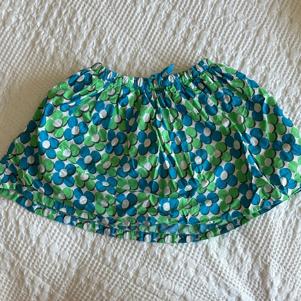 Mini Boden Sugar Snap Abacus Skirt 5-6y Blue Green Flowers
